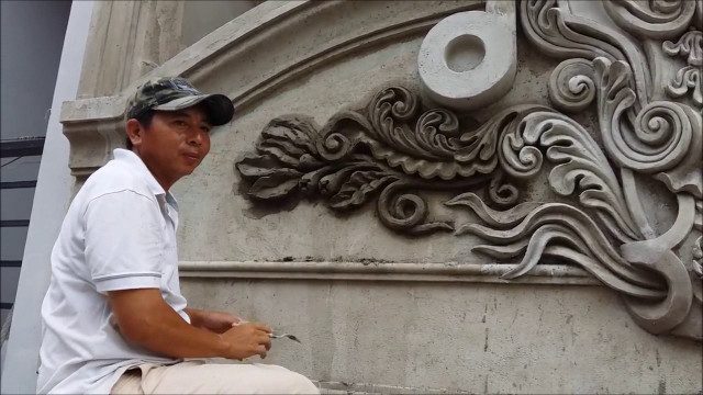 Đắp phù điêu hoa văn tại Nghệ An