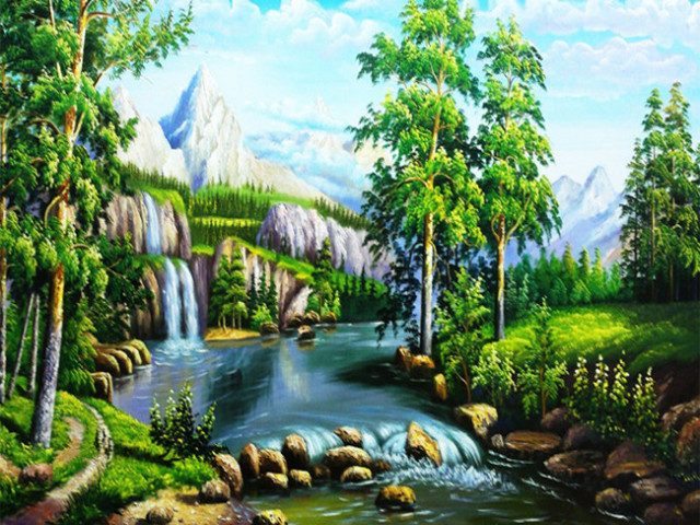 Vẽ tranh tường phong cảnh thiên nhiên