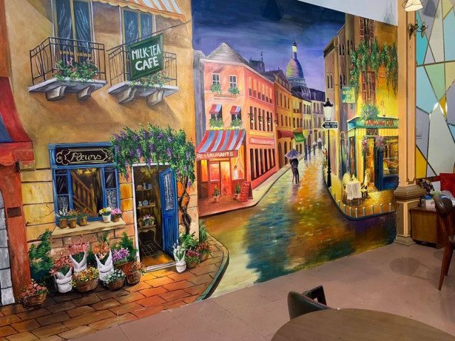 Vẽ tranh tường quán cafe đẹp