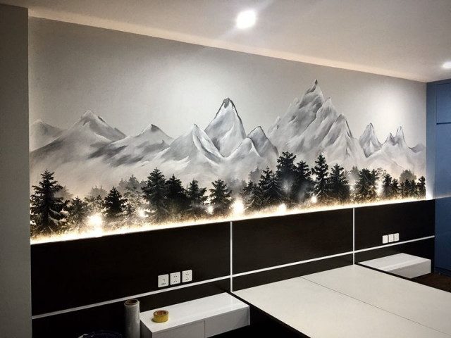 Các mẫu vẽ tranh tường đen trắng đẹp đơn giản