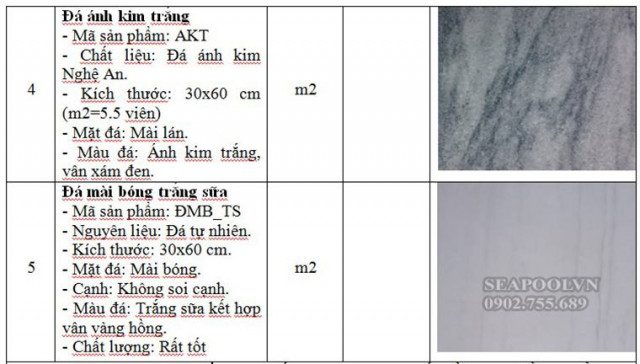 báo giá đá tự nhiên ốp lát hồ bơi