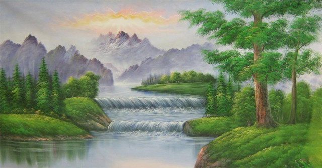 các mẫu tranh vẽ tường phong cảnh đẹp