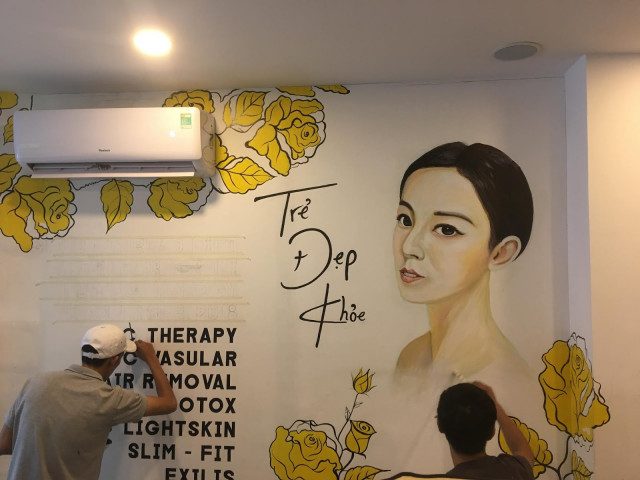 Thợ vẽ tranh tường spa, nail, thẩm mỹ viện giá 200k/m2
