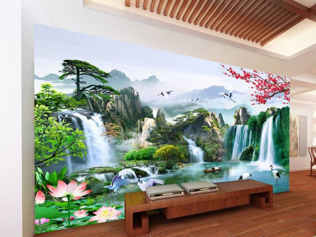 mẫu vẽ tranh tường 3d phòng khách